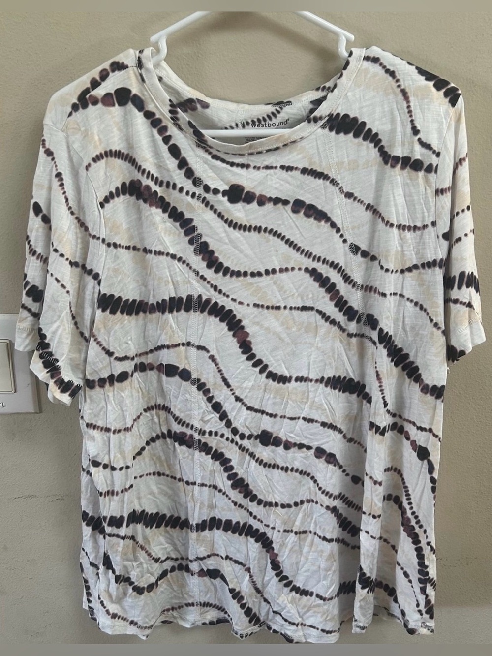 Westbound White Tee with Black and Brown Wave Print